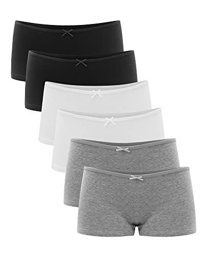 Libella® Unterhosen Panties Boxershorts Damen Unterwäsche Frauen Boyshorts Baumwolle 6er Pack 3901 Schwarz Weiß Grau M