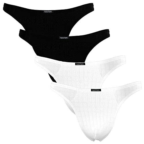 Fabio Farini - Pack de 4 Strings Masculins en Rouge, Noir, Bleu ou Blanc 2X Noir, 2X Blanc M Cover