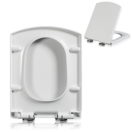 Siège de toilette carré avec fermeture amortie et fixation supérieure réglable, modèle 03C