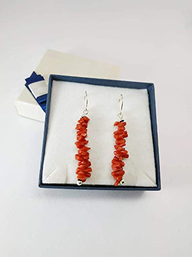 Orecchini chips di corallo autentico rosso del