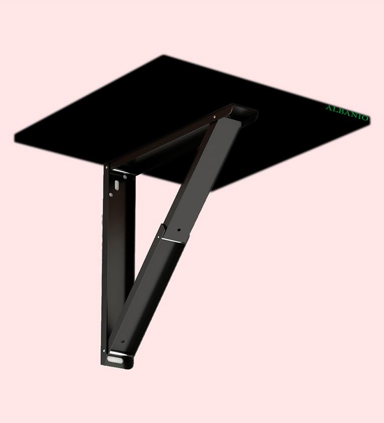 ALBANIO Folding Wall Mounted Study Desk, Foldable Laptop Office Table Solid Wood Finish Wall Mounted Shelf Drop-Leaf Design Folding Table Kitchen... - Image 4