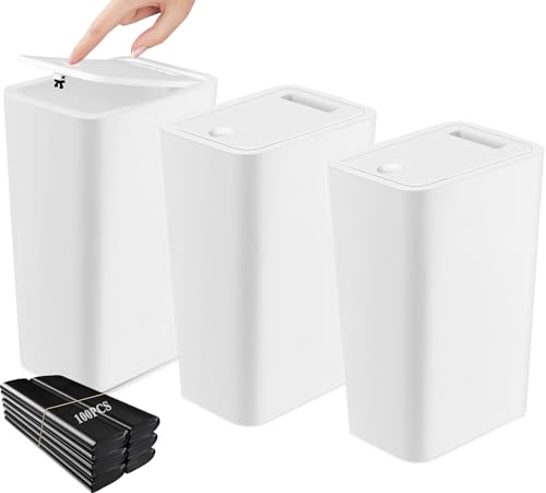 Recopilación de Papeleras . 45 Juego de 3 Botes de Basura para Baño,Papelera Compacta de 4 Galones,Cesto de Basura Delgado y Compacto, con Tapa Desplegable,para Baño, Cocina, Recámara, Sala de Estar, Oficina