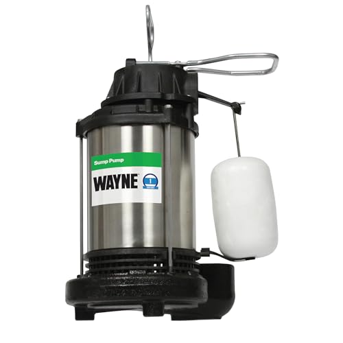 WAYNE CDU1000 1 HP Submersible Sump Pump – Cast Iron & Stainless Steel, Integrated Vertical Float Switch, 6,100 GPH, 5-Year Warranty, Assembled in USA