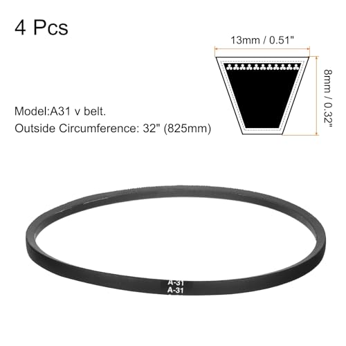 Image of uxcell 4pcs A31 or 4L330 Classic Wrapped Rubber V-Belt, 31 inch(775mm) Inside Circumference, A Profile V Belt