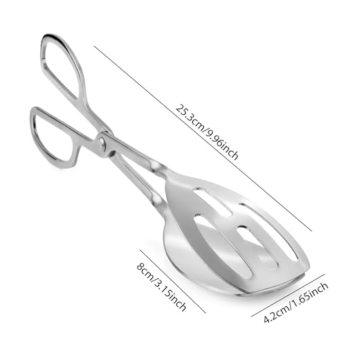 2-PACK Salad Tongs for Serving - Premium Stainless Steel Scissor-Style, Non-Toxic, Heat-Resistant Salad Servers, Dishwasher Safe, Ideal for Buffet and Party Use (Silver)