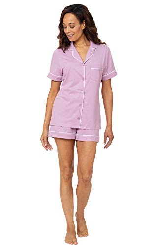 Pajamagram Womans Pajamas Sets - Short Sleeve Pajama Set For Women, Lavender, SM