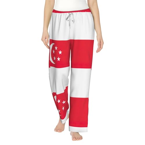 Pantalon de détente pour femme imprimé Singapour grande taille fluide