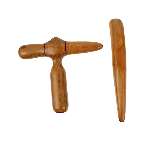 FRCOLOR 2pcs Wooden Massager Facial Scraping Plate Tool Scraping Face Massager Handheld Trigger Point Massage Stick Yoga Massage Bar Facial Roller Gua Sha Stick Natural Massage Board