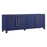 Henn&Hart Rectangular TV Stand for TV's up to 75' in Dark Blue, for Home, Living Room, Bedroom, Entertainment Room, Office