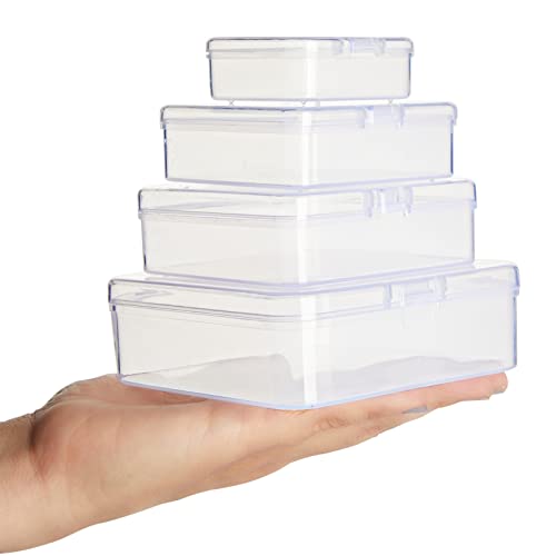 Image of Bright Creations 40-Piece Mini Square Storage Containers with Lids - 4 Sizes, Clear Plastic - Jewelry & Bead Organizer