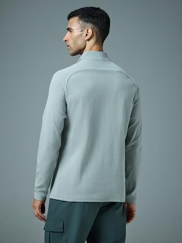 Image of TECHNOSPORT Men's Solid Full Sleeve T-Shirt ELASTOPLUS Quick Dry Slim Fit Mock Neck Sports Tee for Training Layering Casual Wear UPF50+ Anti Odour