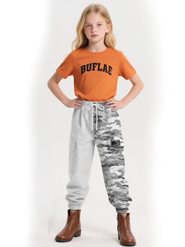 Image of Cromoncent Girls&Womens Cargo Pants Elastic Waist Lightweight Outdoor Jogger Pants, 6 Years - XX-Large