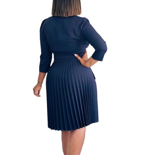 Women's Blazer Dress Office Midi Length Pleated Dresses Casual Office Work Dress2