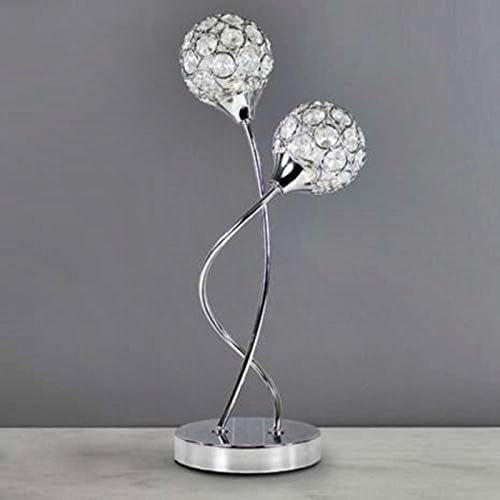 jafe 2 Globe Shape Light Chrome Table Lamp - Brilliant Bed Side Desk Sphere LED Lamps - Glass, Adjustable, Reading, Touch, Silver, Nightstand, Modern, Home Decor, Guest Room, Decoration