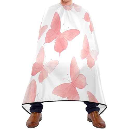 Kigai Hair Cutting Cape for Men & Women Pink Butterfly Waterproof Barber Cape Professional Hairdressing Salon Styling Cape with Adjustable Closure Snap