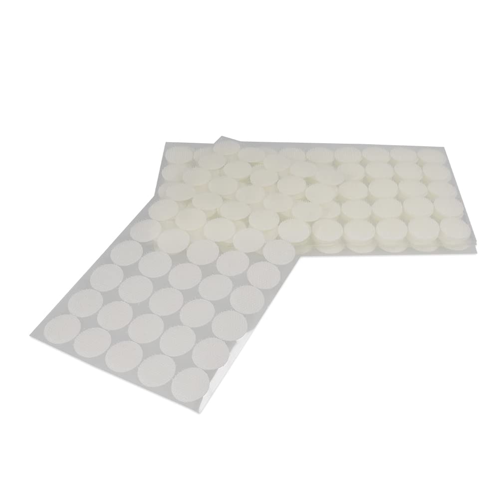 300 Piezas de Puntos Redondos blancos de 20mm, Pegatinas Redondas, 150 Pares de Gancho y Bucle Autoadhesivos, doble cara, para bricolaje, manualidades, uso escolar y doméstico