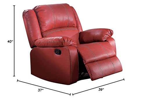 Acme Furniture Zuriel Red Faux Leather Rocker Recliner #TOP3