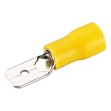 Baomain 1/4' Male Quick disconnects Vinyl Insulated Spade Wire Connector Electrical Crimp Terminal 12-10 AWG 6.3mm Yellow Pack of 100