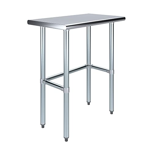 Image of AmGood Stainless Steel Work Table Open Base | Metal Work Bench (Stainless Steel Table Open Base, 30 inch Long x 18 inch Deep)