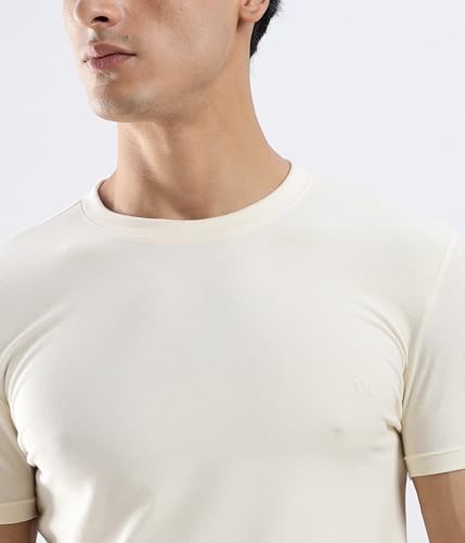 Image of TURMS Men's Casual Solid Round Neck T-Shirt, Odor Control, Stretchable & Breathable, Cotton Rich Fabric, Half Sleeve