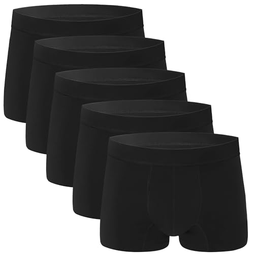 AIRCUTE Washable Incontinence Underwear for Men Leakproof Urinary Bladder Leakage Protection Panties Absorbency Boxer Briefs 62ml 5Pack (L,Black)