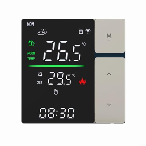 Advokingtap Termostato digital WiFi inteligente controlador de temperatura para sistema de calefacción de suelo con pantalla LCD Control remoto de ahorro de energía (16 A electricidad)