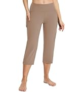 baleaf Womens Yoga Capri Pants High Waist Capri Leggings with Pockets Wide Leg Crop Exercise Work...