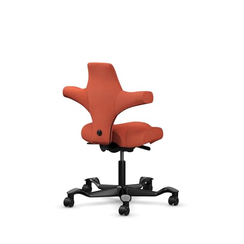 Image of HAG Capisco Standard Chair-Black Frame-Upholstered Burnt Red