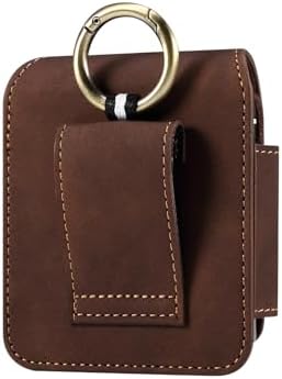 Smooth Skin Faux Leather Phone Holster Pouch Belt Loop Clip Case for Motorola Razr+ 2025 Razr 50 Ultra Moto Razr+ 2023 Razr 40 Ultra Samsung Galaxy Z Flip 7 Z Flip 6 Z Flip5 (Coffee)
