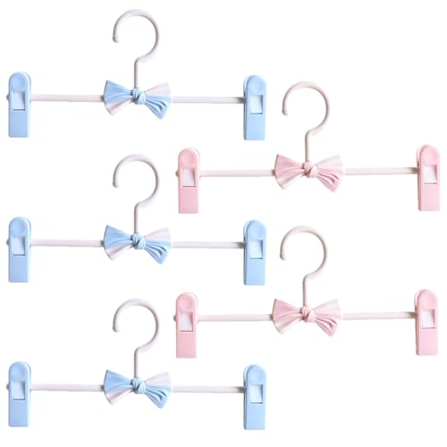 Kichvoe Perchas para Pantalones Ajustables de Plástico 5 Unidades, Clips Antideslizantes Adultos, Colores Rosa y Azul, Accesorio Práctico para Organizar Ropa Hogar
