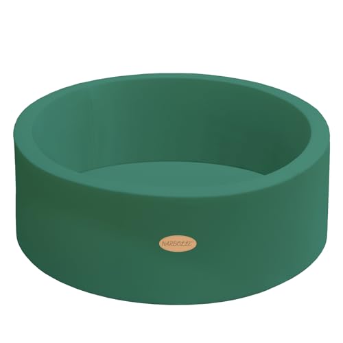 Image of HARBOLLE Baby Ball Pit 35.4" Soft Round Memory Foam Ball Pits NOT Included Balls Indoor Outdoor Playpen for Babies Toddlers Kids Great Gift for Girls Boys, Dark Green
