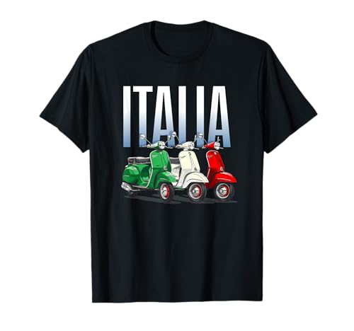 Sauce On Sunday - T-shirt drapeau italien scooter italien T-Shirt Unisex-Adulte Multicolore S Regular Manches courtes Col roulé Importé