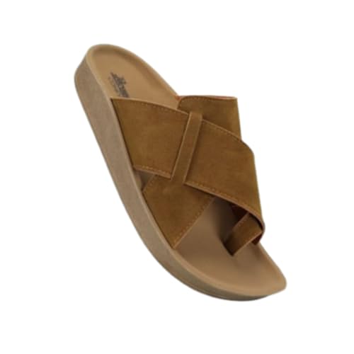 Image of PARAGON Men's Casual Suede Look Sandals, Brown, Comfort Slip-On, Model 60023G