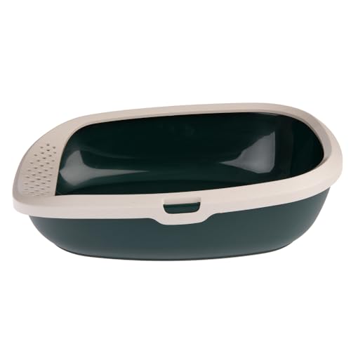 kooa - Schalentoilette für Katzen | aus 100% recyceltem Plastik | tiefer Einstieg | Löcher im Rand zum Streu-Abstreifen | Maße: 53 x 41 x 16 cm