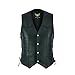 Leatherick Herren Premium Top Genarbt Rindsleder Klassische Motorradweste mit seitlichen Schnürungen schwarz Gr. 5XL, Schwarz