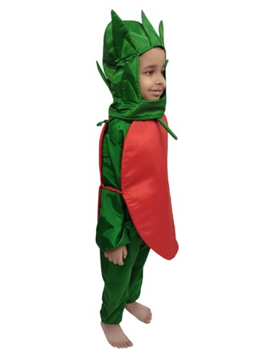 Image of BookMyCostume Red Chilli Lal Mirch Vegetable Kids Fancy Dress Costume 6-7 years