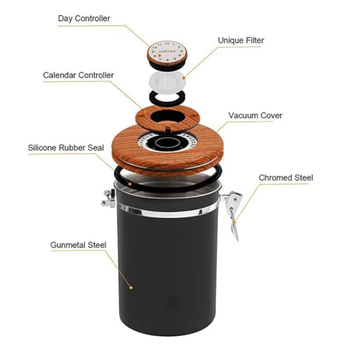 Bote hermético para café de 1800 ml con rastreador de fecha de tueste 5