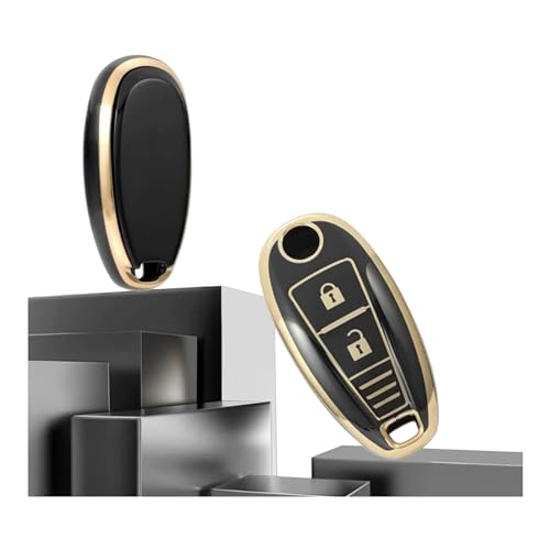 Image of TPU Car Key Cover Black & Golden Compatible for Toyota Urban Cruiser (Toyota, 2 /3 Button Push Smart Key)