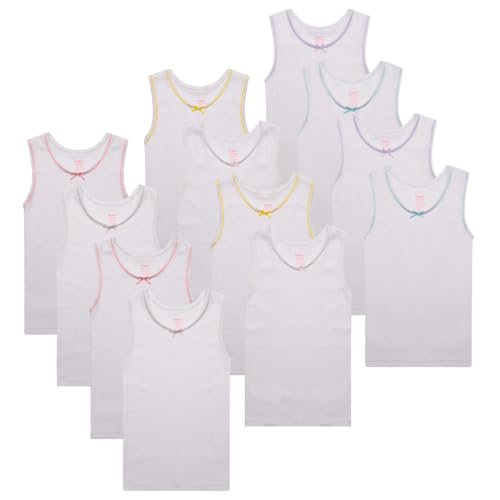 Buyless Fashion Girls Tank Top - Sleeveless Cami Tanks Cotton Undershirts for Dance Gymnastics, Kids & Toddler Size (12 Pack)