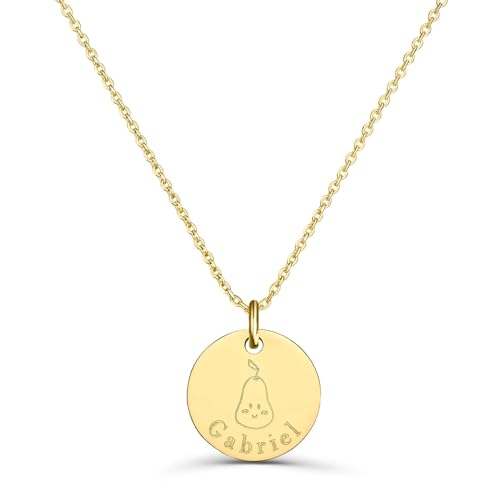 Collier personnalisé enfant médaille poire plaqué or à porter au quotidien