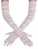 Avidlove Women's White Tulle Sheer Gloves Costume Wedding Birthday Outfits Tea Party Elbow Length Bridal Gloves
