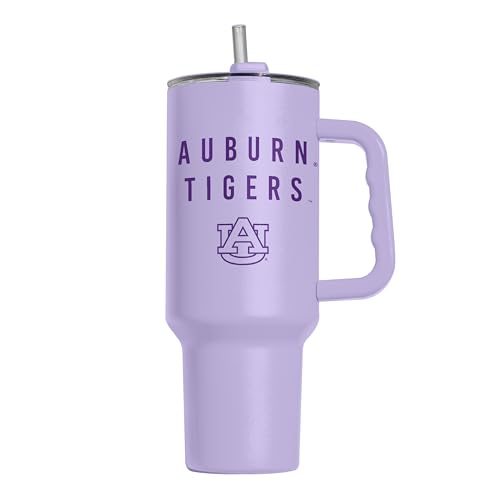 Image of Logo Brands NCAA Auburn Tigers Lavender 40 oz Tumbler with Handle - Stylish Everyday Use Powder Coated-Stainless Steel with Straw- Keeps Cold For Hours