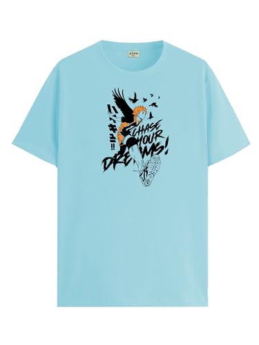 Image of ADRO Men's Cotton Comfort Fit Anime T Shirt - Premium Printed Haikyuu Tshirt - Perfect for Haikyuu Fans Print and Comfortable Fit T-Shirt