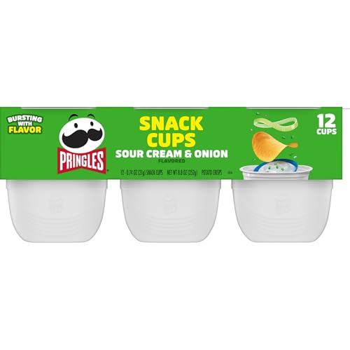 Pringles, Potato Crisps Chips, Sour Cream and Onion, Lunch Food, Snack Stacks, 8.8oz Tray (12 Count)