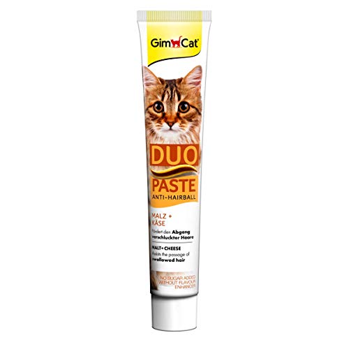GimCat Duo Paste Anti-Hairball Malt and Cheese - This cat snack promotes the natural passage of ingested hair - 1 tube (1 x 50 g)