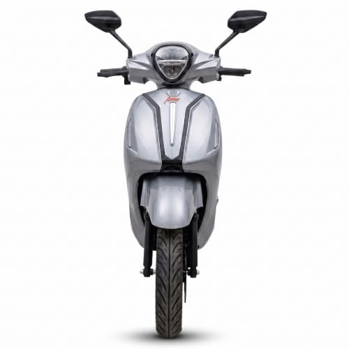 Image of AMO Feisty E1 Electric Scooter, Low Speed, Non-RTO, 60-70 Km Range, Lithium-ion Battery, with Portable Charger (Grey)