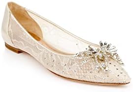 Badgley Mischka Women's Kaitlin Ballet Flat, Ivory Satin, 9 | Image 3