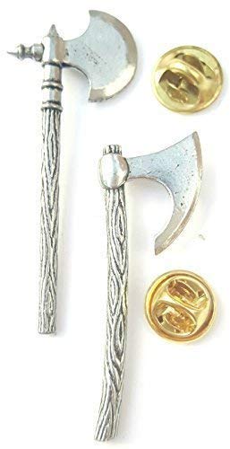 Viking Battleaxe Ensemble 2 Fait de Anglais en Étain The UK Badge + 59mm Bouton Badge + Sac Cadeau