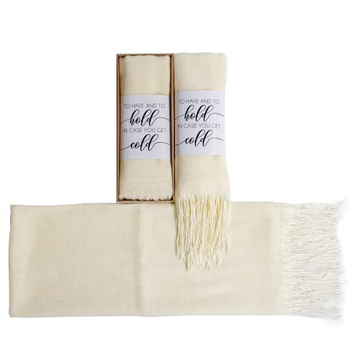 Pashmina Shawls and Wraps for Wedding, Pashmina Shawls and Wraps for Evening Dresses, Shawl Wraps Scarves for Women, Wedding Favors Gifts for Guests in Bulk, Bridal Shawl, Bridesmaid Gift (Ivory)3