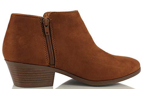 Image of Soda Women's Mug Round Toe Faux Suede Stacked Heel Western Ankle Bootie